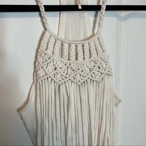 White Fringe Macrame Tank Top